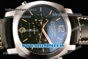 Panerai Luminor 1950 Equation of Time 8 Days GMT Asia Automatic Steel Case Green Dial With Stick/Arabic Numeral Markers Black Leather Strap