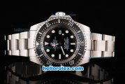 Rolex Sea-Dweller Oyster Perpetual Date Automatic Movement White Round Hour Marker with Black Dial and Bezel-SS Strap