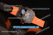 Richard Mille RM 055 Miyota 9015 Automatic Carbon Fiber Case with Skeleton Dial and Orange Nylon/Leather Strap