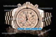 Breitling Super Avenger Ultimate Chrono Swiss Valjoux 7750 Automatic Silver Case with White Dial