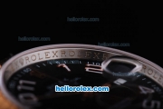 Rolex Datejust Oyster Perpetual Automatic Rose Gold Bezel with Black Dial and White Number Marking-Small Calendar