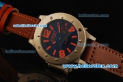 U-Boat U-42 Automatic Movement Steel Case with Black Dial and Brown Leather Strap-Red Markers