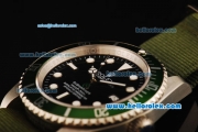 Rolex Submariner X Limited Edition Rolex 3135 Automatic Movement Steel Case with Black Dial and Green Nylon Strap