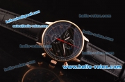 IWC Portuguese Yacht Club Chronograph Miyota Quartz Rose Gold Case with Black Carbon Fiber Dial and Black Leather Strap