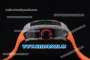 Richard Mille RM027-2 Miyota 9015 Automatic Carbon Fiber Case with Skeleton Dial Dot Markers and Orange Nylon Strap