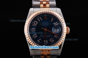 Rolex Datejust Oyster Perpetual Automatic Rose Gold Bezel with Blue Dial and White Number Marking-Small Calendar
