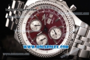 Breitling Bentley Motors Chrono Swiss Valjoux 7750 Automatic Steel Case/Bracelet with Red Dial and Silver Stick Markers (BP)