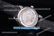 Glashutte Senator Automatic Miyota 9015 Automatic Steel Case with White Dial Diamonds Bezel and Black Leather Strap