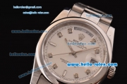 Rolex Day-Date Asia 2813 Automatic Steel Case/Strap with Silver Dial and Diamond Markers