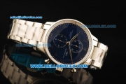 IWC Portuguese Chronograph Miyota Quartz Movement Full Steel Blue Dial and Arabic Numerals