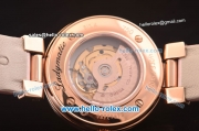 Omega Ladymatic Swiss ETA 2671 Automatic Rose Gold Case with White Stripy Dial and Pink Leather Strap-1:1 Original