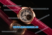 Cartier Cle de Cartier Swiss Tourbillon Manual Winding Rose Gold Case with White Dial and Pink Leather Strap