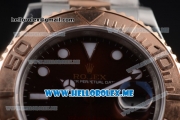 Rolex Yacht-Master 40 Clone Rolex 3135 Automatic Two Tone Case/Bracelet with Brown Dial and Dot Markers (BP)