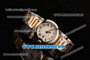 Cartier Ballon Bleu Japanese Miyota Quartz Movement Silver Case with White Dial and Black Roman Markers-Two Tone Strap