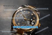 Rolex Datejust 3135 Auto Yellow Gold Case with Black Dial and Two Tone Bracelet - 1:1 Origianl (AAAF)