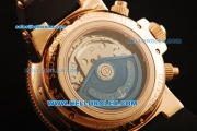 Ulysse Nardin Maxi Marine Chronograph Swiss Valjoux 7750 Automatic Movement Rose Gold Case with White Dial and Black Rubber Strap