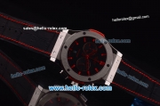 Hublot Classic Fusion Chronograph Miyota OS20 Quartz Steel Case with Black Dial and Black Rubber Strap-Red Markers