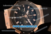 Hublot Aero Bang Chrono Swiss Valjoux 7750 Automatic Rose Gold/PVD Case Black Dial With Stick Markers Black Rubberr Strap