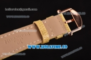 Blancpain Women Ultraplate Miyota 9015 Automatic Rose Gold Case with Diamonds Bezel MOP Dial and Yellow Leather Strap (G5)