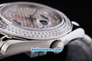 Rolex Day-Date Oyster Perpetual Automatic Full Diamond Bezel and Dial-Big Calendar and Silver Pointer