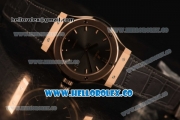 Hublot Classic Fusion Miyota 9015 Automatic Rose Gold Case with silver Dial and Black Leather Strap (AAAF)