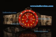 Rolex Submariner Automatic PVD Case with Red Bezel/Dial and PVD Strap