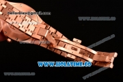 Audemars Piguet Royal Oak 33MM Miyota Quartz Rose Gold Case/Bracelet with Blue Dial and Stick Markers (EF)