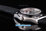 Rolex Datejust New Model Oyster Perpetual ETA Case with Black Ruby Bezel,Diamond Crested Dial and Black Rubber Strap