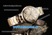 Cartier Ballon Bleu De Medium Swiss ETA 2671 Automatic Steel Case Silver Dial Diamonds Markers and Two Tone Bracelet - 1:1 Original