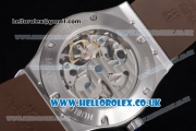 Hublot Classic Fusion Skeleton Asia Automatic Steel Case with Skeleton Dial and Brown Rubber Strap