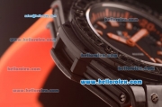 Hublot King Power Swiss ETA 2836 Automatic Carbon Fiber Case with Black Dial and Orange Rubber Strap