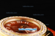 Rolex Datejust Oyster Perpetual Automatic Movement RG Case with Orange Dial and Numeral Marker-Diamond Bezel