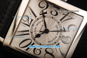 Franck Muller Master Square Swiss ETA 2824 Automatic Movement Steel Case with White Dial and Black Leather Strap