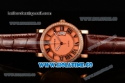 Cartier Rotonde De Miyota Quartz Rose Gold Case with Rose Gold Dial Diamonds Bezel and Black Roman Numeral Markers