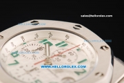 Audemars Piguet Royal Oak Offshore Swiss Valjoux 7750 Automatic Movement White Dial Green Arabic Nunmerals with Black Leather Strap - Run 12@Sec