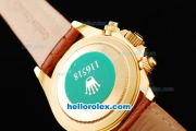 Rolex Daytona Oyster Perpetual Chronometer Automatic Gold Case with White Dail and Number Marking-Leather Strap