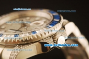 Rolex GMT Master II Swiss ETA 2836 Automatic Full Steel with Blue and White Diamond Bezel-Diamond Dial