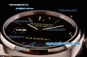 Panerai Radiomir Black Seal PAM380 Swiss ETA 6497 Manual Winding Steel Case Brown Leather Strap Black Dial with Numeral Markers