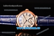 Cartier Ballon Bleu De Small Swiss Quartz Rose Gold Case with White Dial Black Roman Numeral Markers and Blue Leather Strap