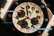 Audemars Piguet Royal Oak Offshore Chronograph Swiss Valjoux 7750 Automatic Movement Steel Case with White Dial and Black Rubber Strap-Run 9@Sec