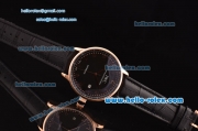 IWC Portuguese 2813 Automatic Rose Gold Case with Numeral Markers Black Leather Strap and Black Dial