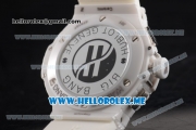 Hublot Big Bang Caviar Chronograph Miyota OS20 Quartz Ceramic Case with White Dial and White Rubber Strap Stick Markers