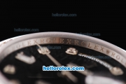 Rolex Day-Date Swiss ETA 2836 Automatic Movement Black Rolex Logo Dial with Diamond Marker and Bezel-Diamond/SS Strap