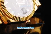 Rolex Day-Date II Swiss ETA 2836 Automatic Movement Full Gold with Black Dial and Gold Arabic Numeral Hour Markers