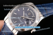 Rolex Day-Date Asia 2813 Automatic Steel Case with Blue Leather Strap Stick Markers and Blue Dial (BP)