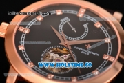 Vacheron Constantin Patrimony Tourbillon Swiss ETA 2824 Automatic Rose Gold Case with Black Dial and Diamonds Markers