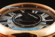 Cartier Rotonde de Cartier Automatic Movement Rose Gold Case with Black Dial and Black Leather Strap