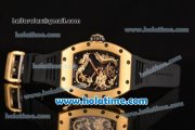 Richard Mille Tourbillon RM 057 Dragon Swiss ETA 2824 Automatic Yellow Gold Case with Black Rubber Strap and Gold Dragon Dial - 1:1 Original