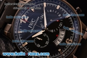 IWC Portuguese Chrono Japanese Miyota OS10 Quartz PVD Case with White Stick/Numeral Markers Black Dial and PVD Strap