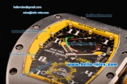 Richard Mille RM036 ST28-UP Automatic Steel Case with White Markers Yellow Rubber Strap and Skeleton Dial - 7750 Coating